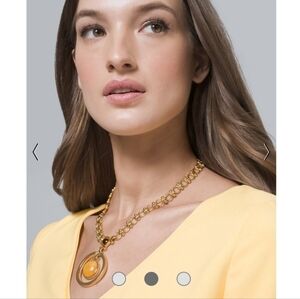 Yellow Jade Circle Pendant Necklace